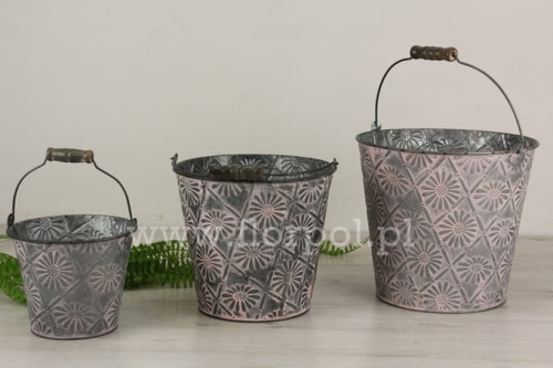 metalowe wiaderko w stokrotki – średnie 1szt róż (CAM-104-01404-22)