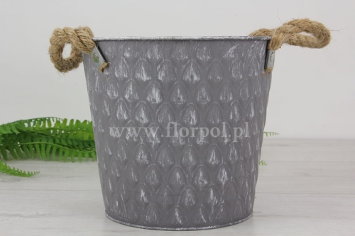 metalowa osłonka z jutowymi uszami 1szt szary (QX2034-035-036L)