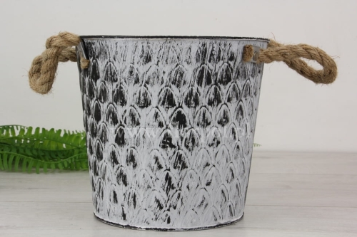 metalowa osłonka z jutowymi uszami 1szt biały/czarny (QX2034-035-036L)