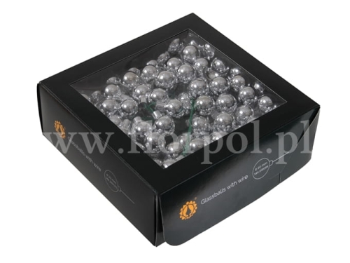 bombki choinkowe na druciku 20mm - 144szt silver shiny