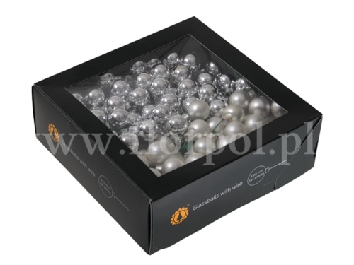bombki choinkowe na druciku 20mm - 144szt silver combi