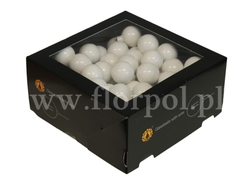 bombki choinkowe na druciku 30mm – 72szt white opal