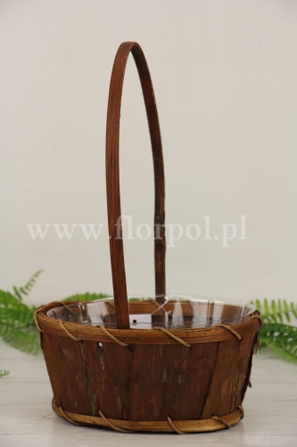 owalny koszyczek z kory 1szt brąz (Y672)