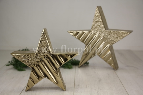 Stojąca, metalowa gwiazda większa 1szt złoty (2219)