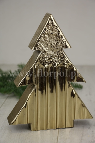Stojąca, metalowa choinka 1szt złoty (2267)