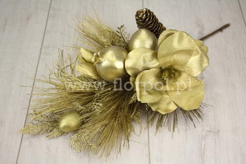 złota kompozycja z magnolią 1szt złoty (AJ87230GD)