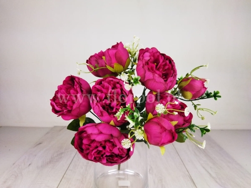 peonia bukiet z zielonymi dodatkami 1szt amarant