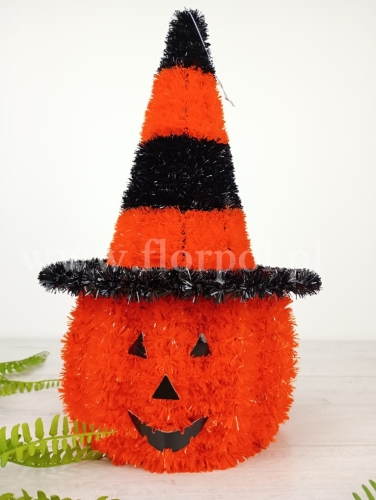 Dynia w kapeluszu 1szt  czarny/pomarańcz (8024)