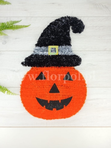 Dynia w kapeluszu 1szt  pomarańcz/czarny/srebro (8019)