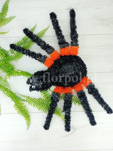 Duży Pająk halloween 1szt czarny/pomarańcz (8017)