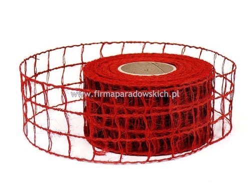 wstążka jutowa kratka 60mm/6mb 1szt pąsowy (02100134)